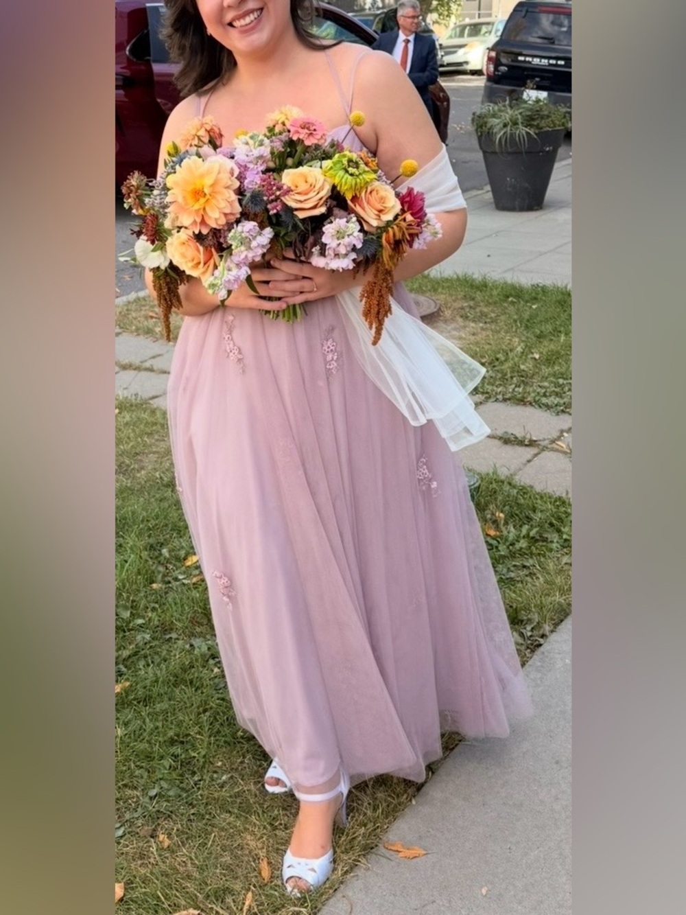 Dusty Rose Embroidered Tulle Ball Gown 🌸